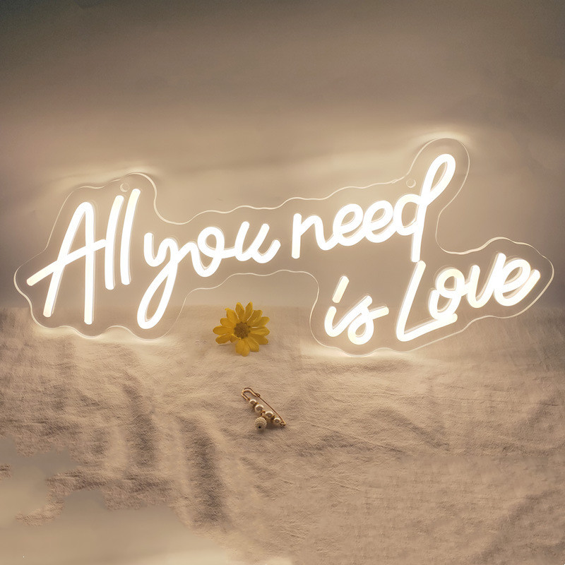 Neon LED Sign “All You Need Is Love” – Decorative Wall Lighting for Living Room and Bedroom
