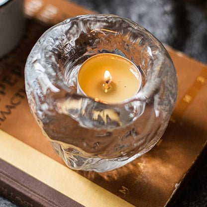 Decorative Glass Tealight Holder – Transparent Candle Holder for Elegant Room Lighting