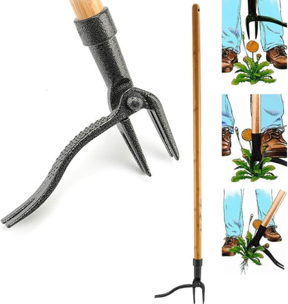 Weed Puller with 4-Claw Iron Head – Effective Garden Tool for Root Removal and Weed Control