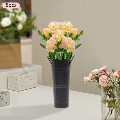 Retro Metal Flower Bucket with Handles – Decorative Flower Pot for Home and Garden