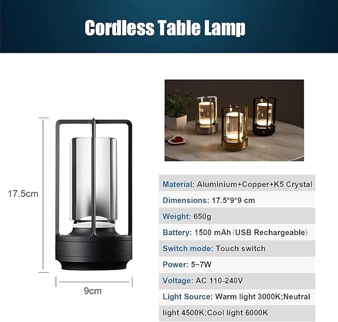 Industrial Metal Table Lamp in Retro Style