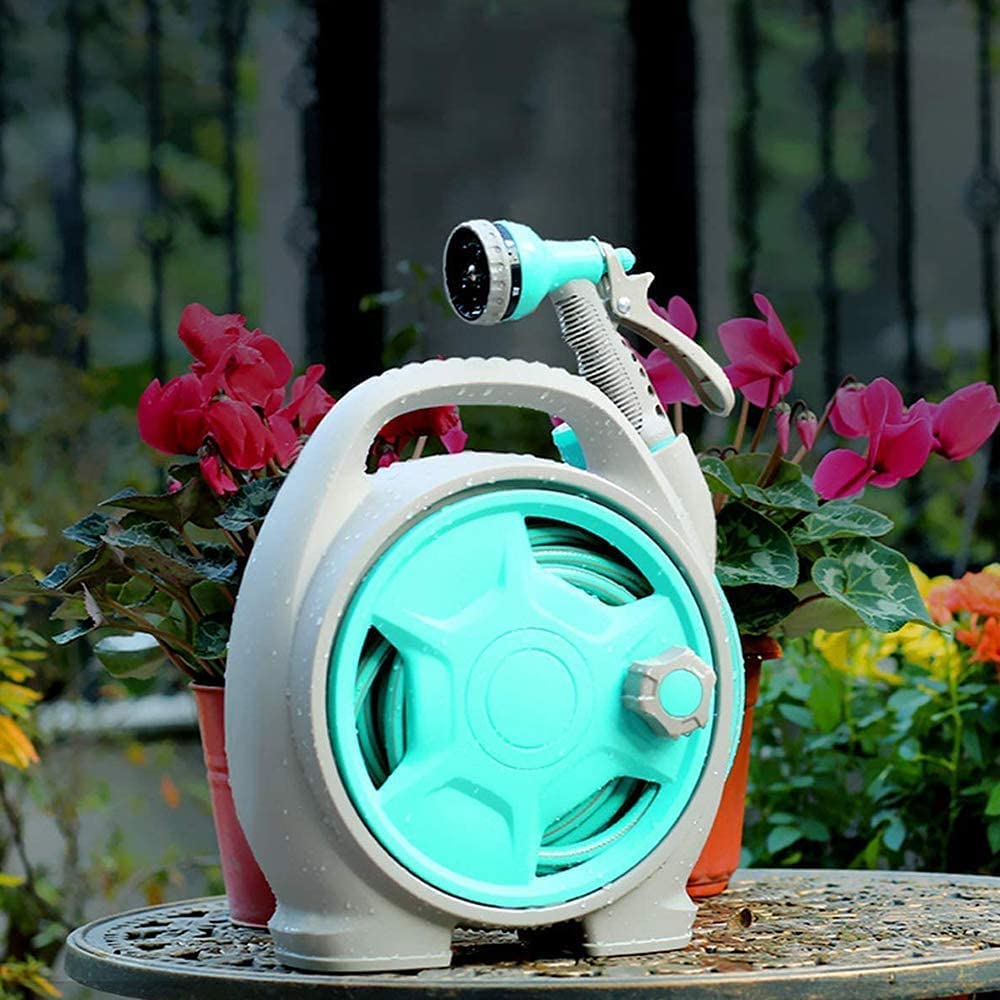 Compact Hose Reel with Spray Nozzle – Practical Garden Hose Cart for Easy Watering