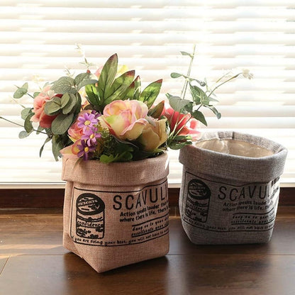 Decorative Fabric Planter with Print – Versatile Plant and Decorative Pot for Home and Garden