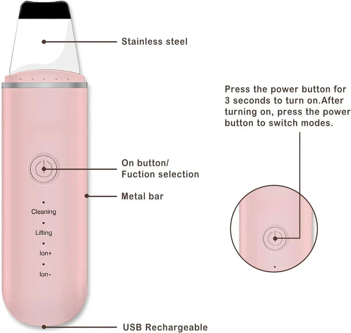 Ultrasonic Skin Scrubber for Deep Cleansing – Pore Cleaner & Facial Peeling with Ion Technology