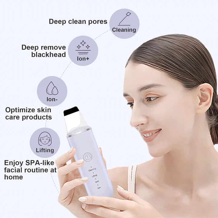 Ultrasonic Skin Scrubber for Deep Cleansing – Pore Cleaner & Facial Peeling with Ion Technology