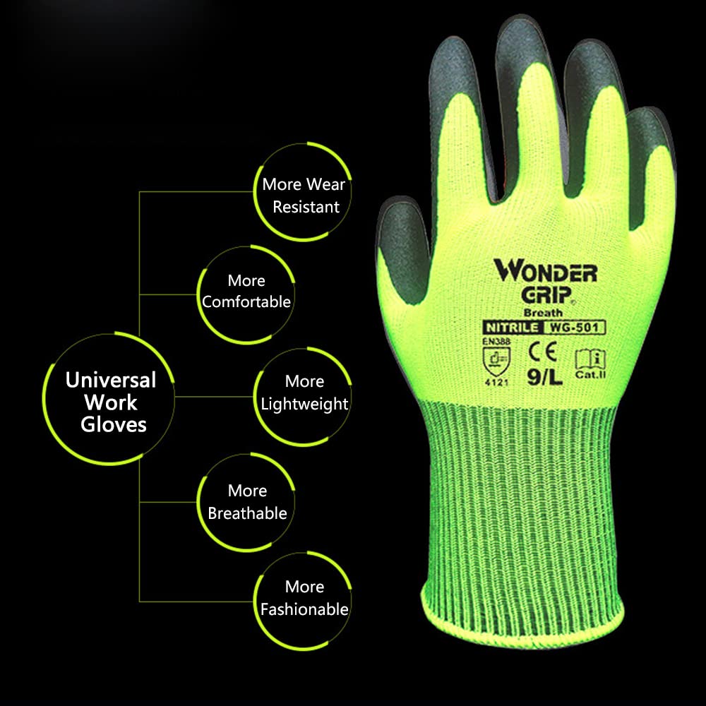 Work Gloves with Wonder Grip – Non-Slip Gardening and Craft Gloves for Secure Hold