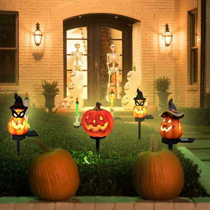 Halloween Solar Lights with Pumpkin and Witch Motifs – Decorative LED Outdoor Lighting for Garden and Patio