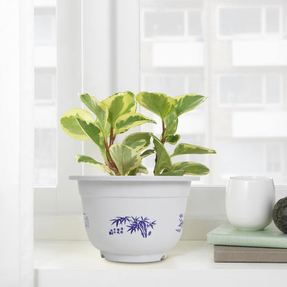 Elegant Plastic Flower Pot with Bamboo Design – Ideal for Garden and Balcony Plants