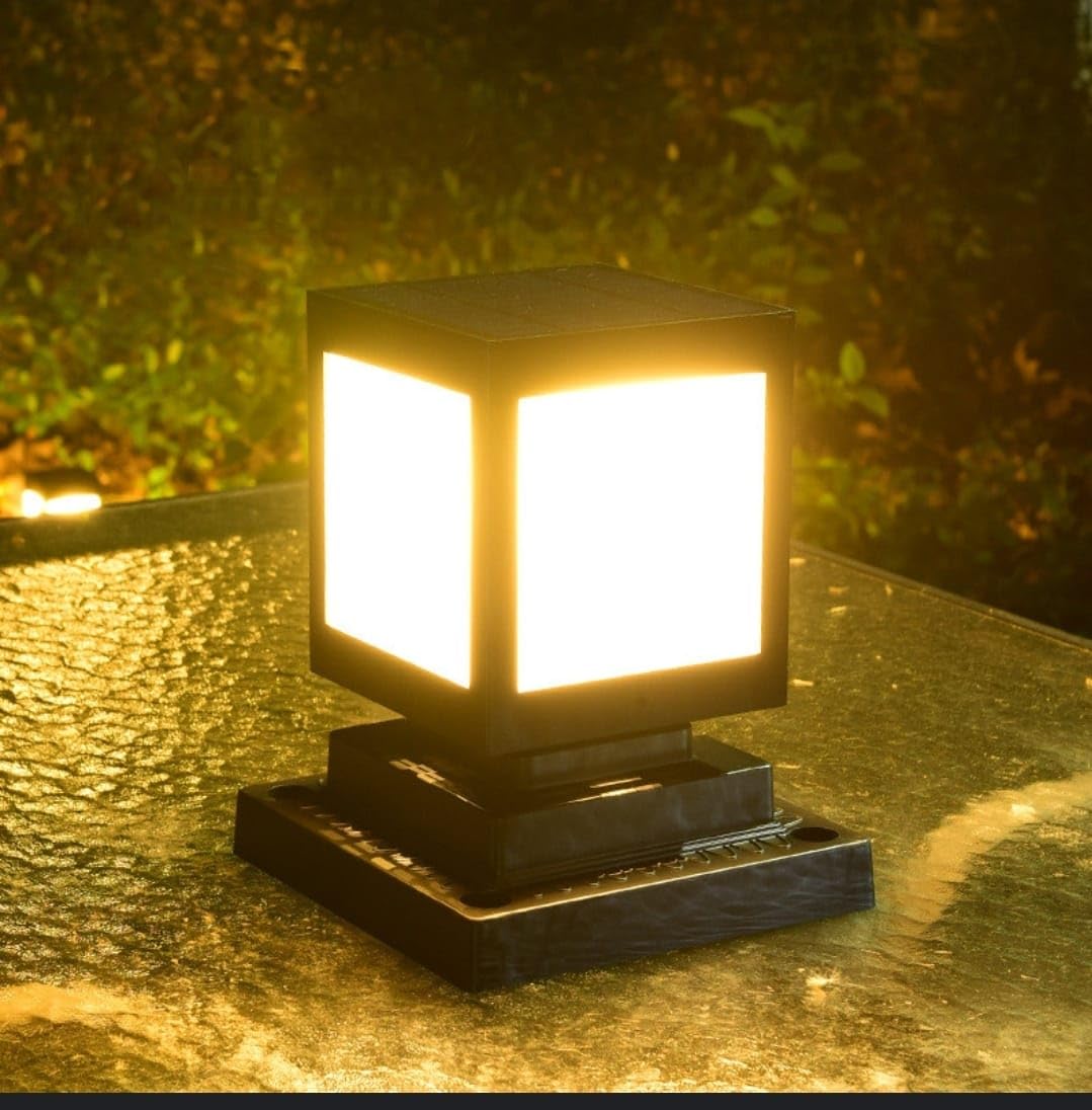 Solar-powered LED garden lamp in square design – modern outdoor lighting for paths and terrace
