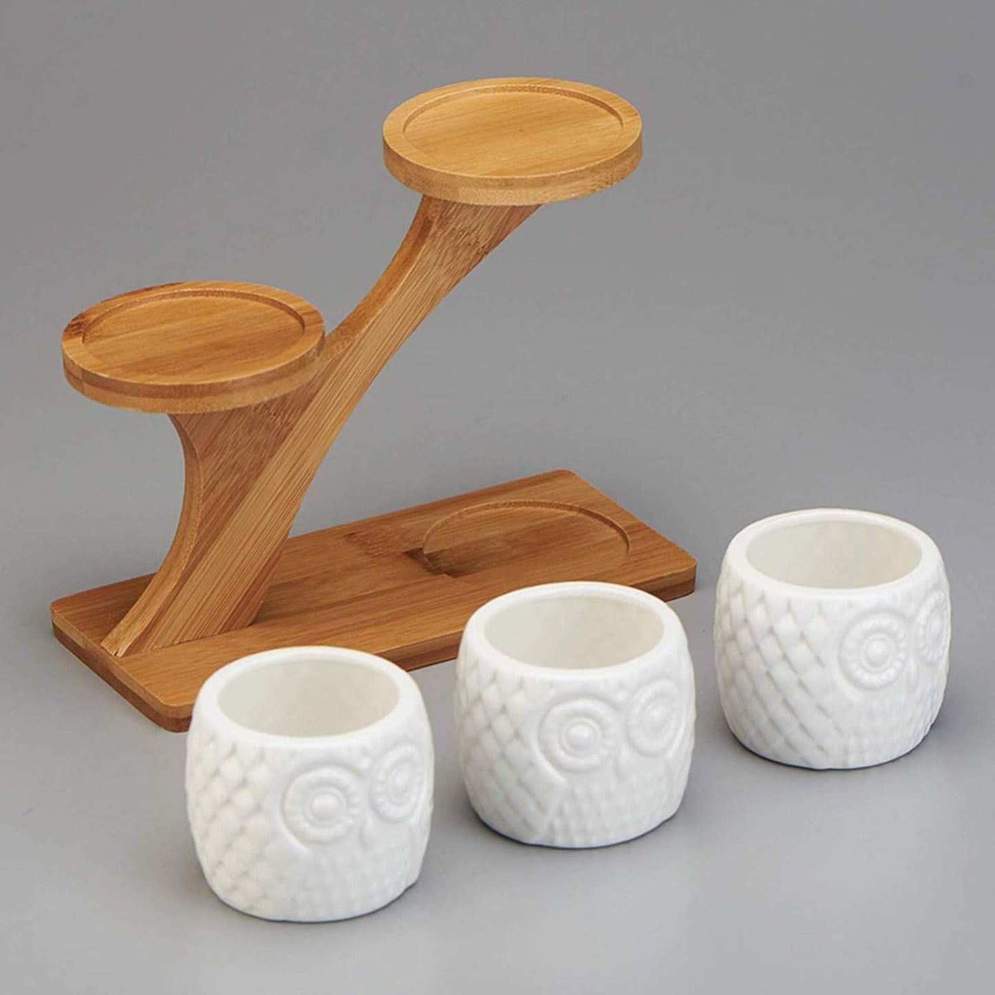 Decorative wooden owl plant stand – planter for succulents and indoor plants