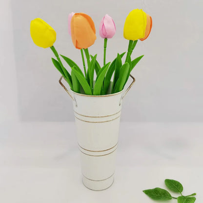 Retro Metal Flower Bucket with Handles – Decorative Flower Pot for Home and Garden