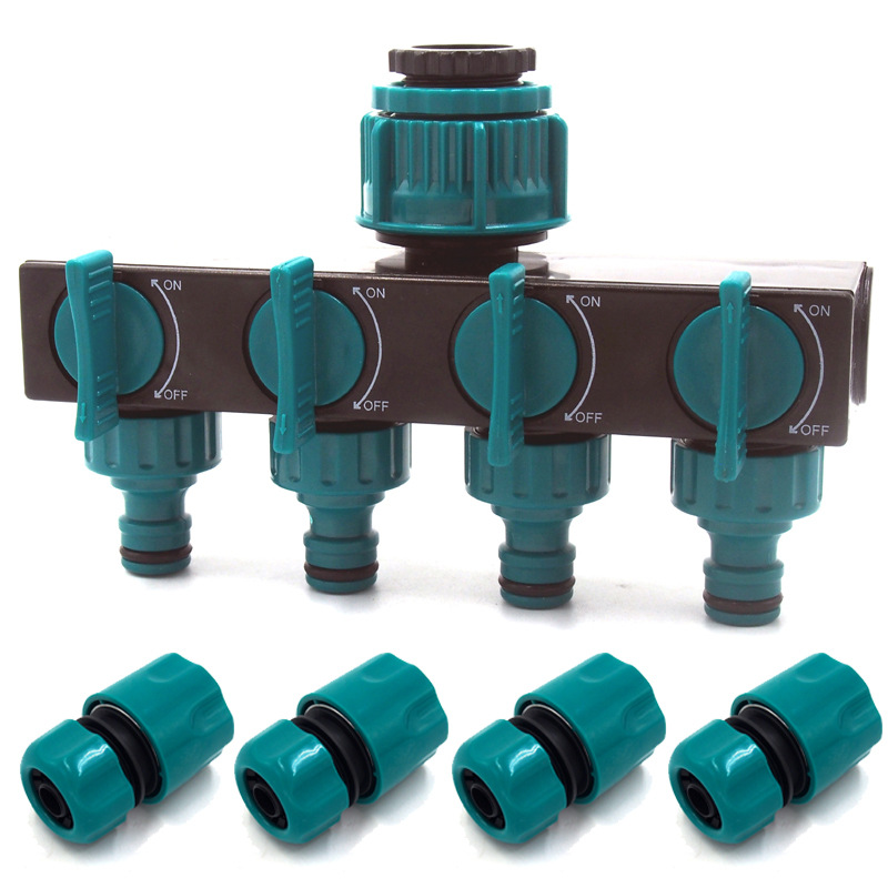Universal 4-Way Garden Hose Splitter – Adjustable Faucet Distributor for Efficient Irrigation
