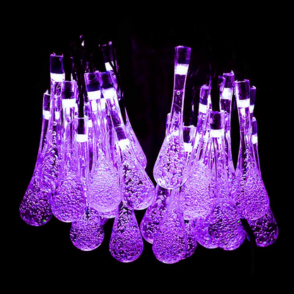 Solar-Powered LED String Lights – Colorful Raindrop Lights for Gardens and Outdoor Spaces