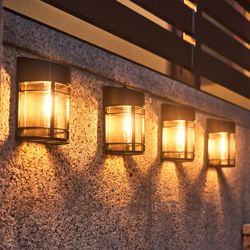 LED Outdoor Wall Light with Glass Grid – Weatherproof Garden Lamp for Patio, Balcony, and Entrance Area