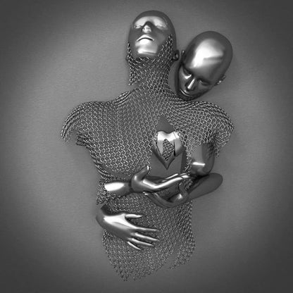 Wall Art with Love Metal Figure – Modern Love Canvas for Living Room & Bedroom