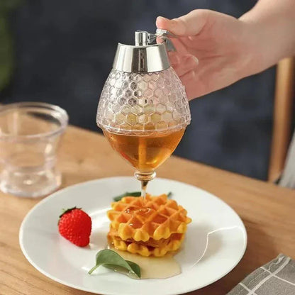 Drip-Free Glass Honey Dispenser – Stylish Dispenser for Honey, Syrup & Liquids