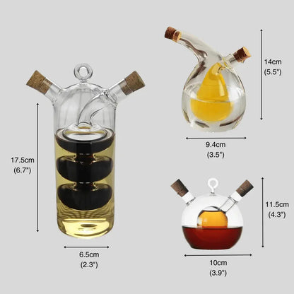 Oil & Vinegar Dispenser – Elegant Double-Chamber Glass Bottle for Stylish Serving & Storage