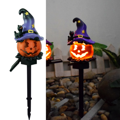 Halloween Solar Lights with Pumpkin and Witch Motifs – Decorative LED Outdoor Lighting for Garden and Patio