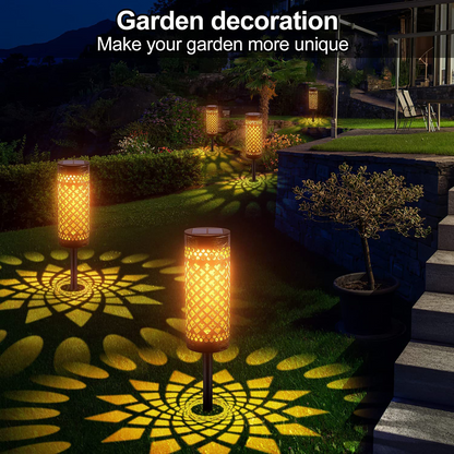 Waterproof Solar LED Garden Light with Projection Pattern – Durable Outdoor Metal Lighting