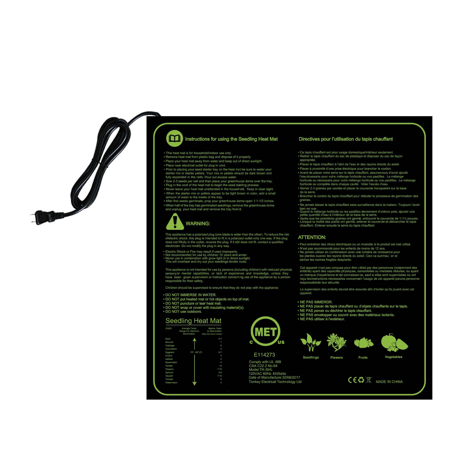 Plant Seedling Heating Mat – Temperature Control for Faster Germination and Optimal Growth