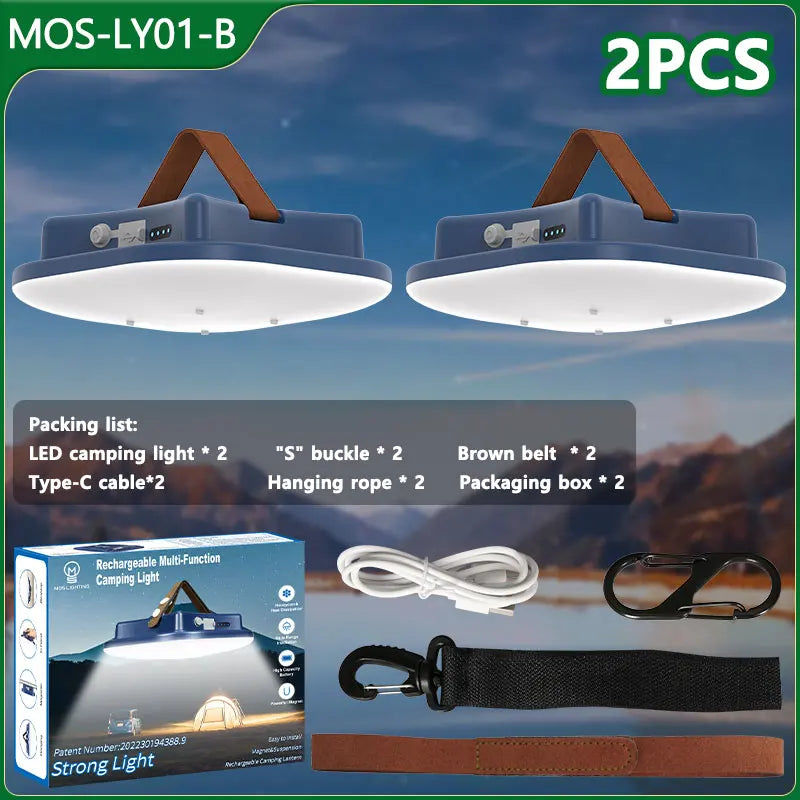 80W LED Solar Camping Lamp with Magnet and Zoom Function – Rechargeable and Practical