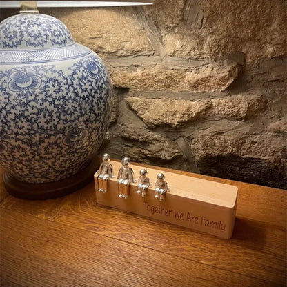 Timeless Family Sculpture Made of Wood and Metal with Personalized Engraving