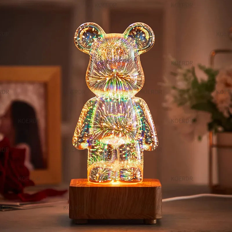 3D LED Bear Lamp with Firework Effect – Atmospheric Decorative Light