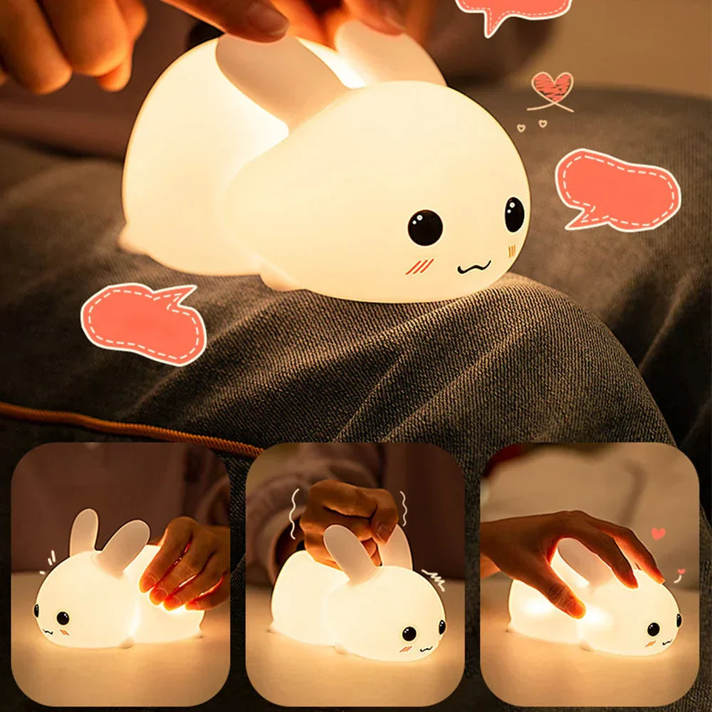Charming Bunny Night Light with Remote Control and Color-Changing Features
