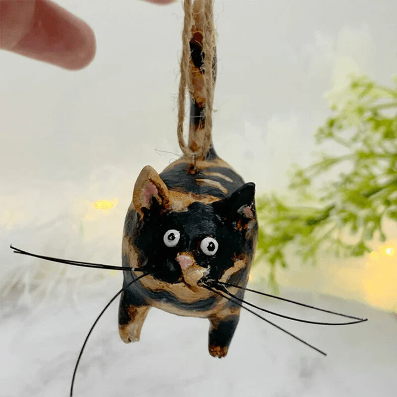 Handcrafted Cat Christmas Ornament – Unique Decorative Piece for a Festive Atmosphere