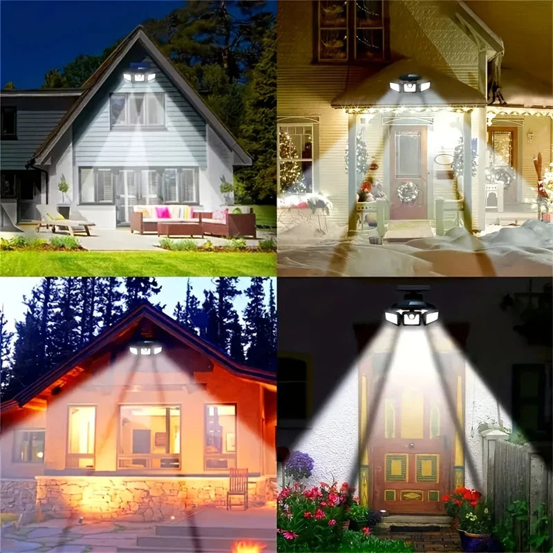 Solar LED Spotlight with Motion Sensor – Triple Outdoor Lighting for Garden, Yard, and Garage