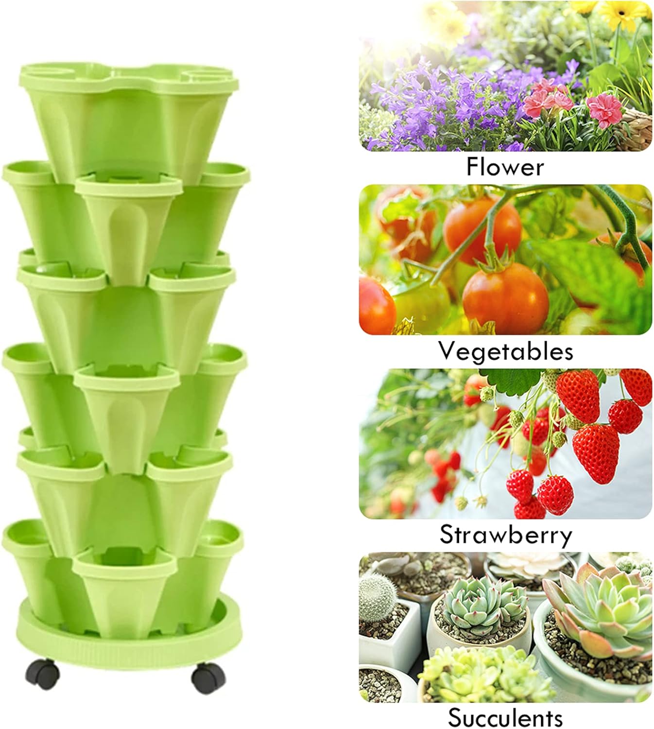 6-Layer Vertical Plant Tower – Efficient 3D Flower Growing System for Garden and Patio