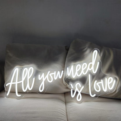 Neon LED Sign “All You Need Is Love” – Decorative Wall Lighting for Living Room and Bedroom
