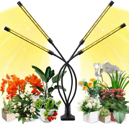Plant Growth Light with 4 Adjustable Arms and Dimmer Function – LED Grow Light for Indoor Gardens