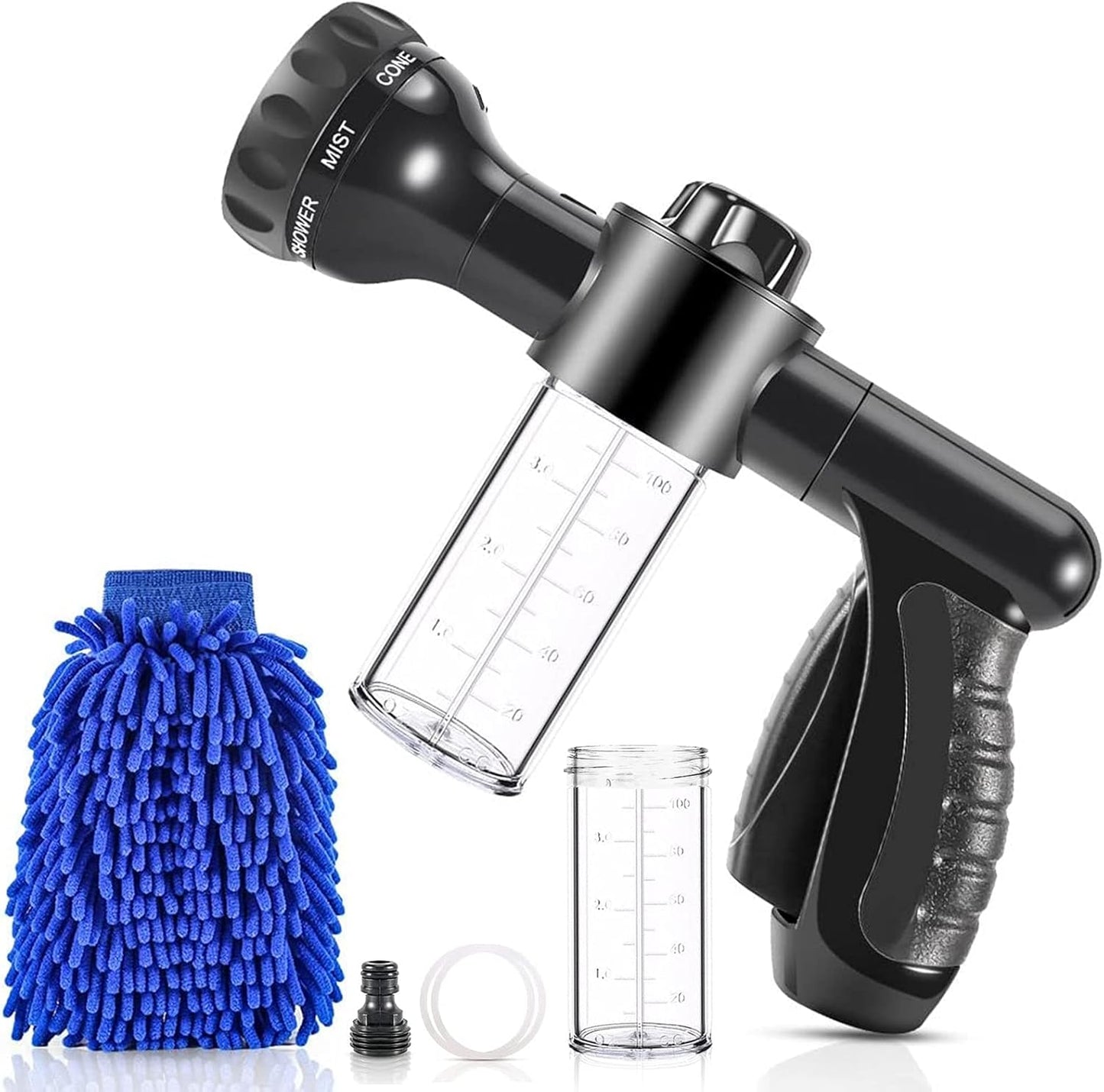 Multifunctional car wash spray gun with microfiber attachment – spray gun for thorough vehicle cleaning