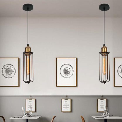 Retro Industrial Hanging Lamp – Vintage Pendant Light with Metal Grid Edison Design