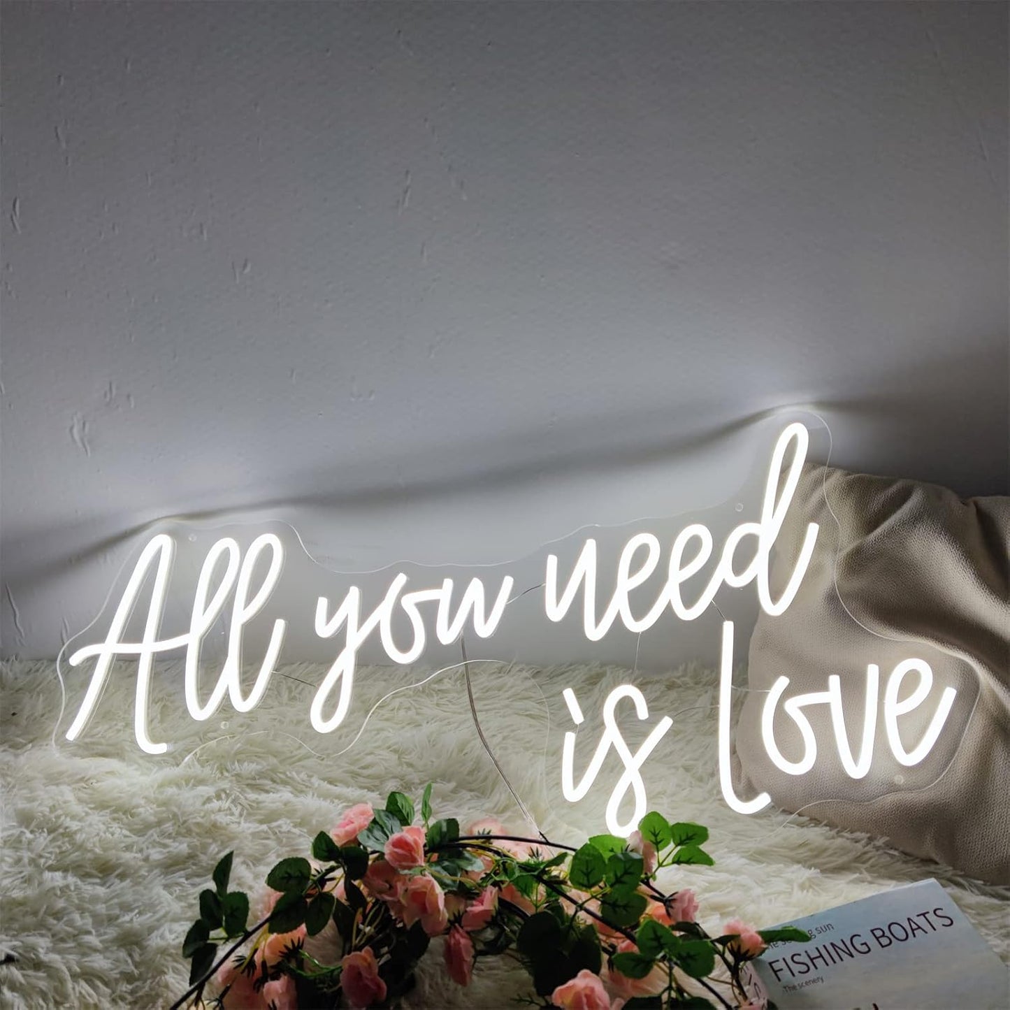 Neon LED Sign “All You Need Is Love” – Decorative Wall Lighting for Living Room and Bedroom