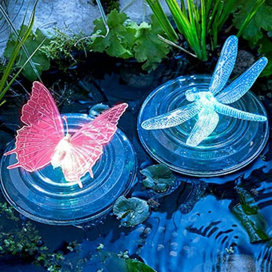 Solar-Powered Pond Decoration – Color-Changing LED Butterfly and Dragonfly for Garden and Pond