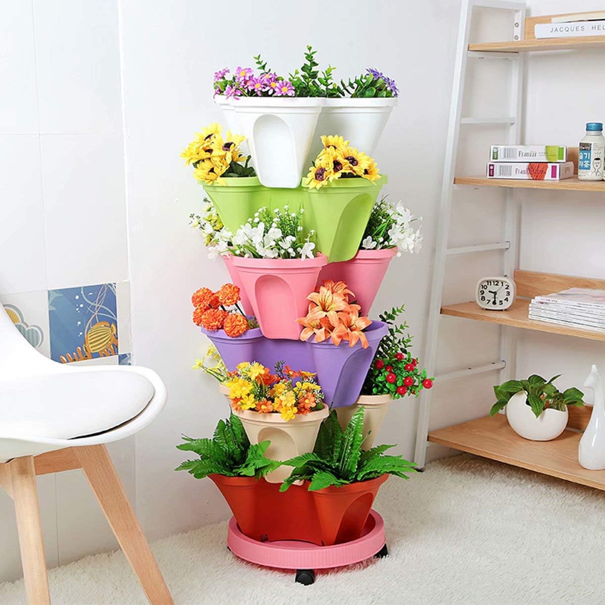 6-Layer Vertical Plant Tower – Efficient 3D Flower Growing System for Garden and Patio