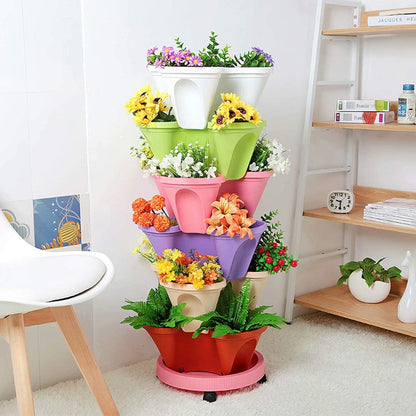 6-Layer Vertical Plant Tower – Efficient 3D Flower Growing System for Garden and Patio