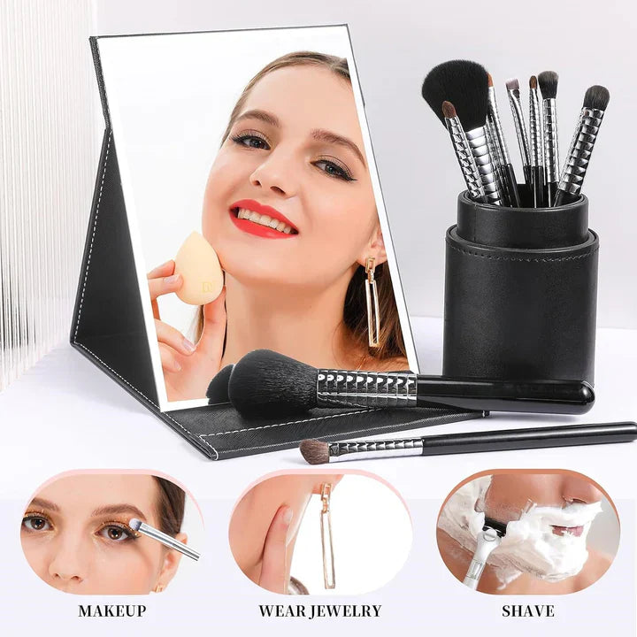 Compact Makeup Mirror with Foldable Stand Base