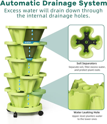 6-Layer Vertical Plant Tower – Efficient 3D Flower Growing System for Garden and Patio