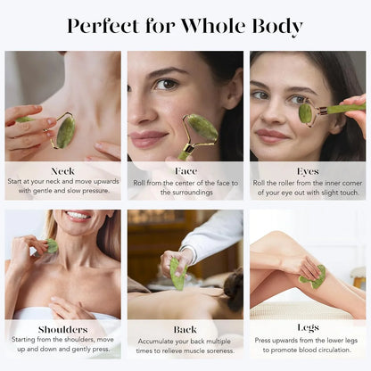 Sofortiges Glühen Gua Sha & Jade Roller Set – für Strahlende Haut und Entspannung