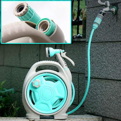 Compact Hose Reel with Spray Nozzle – Practical Garden Hose Cart for Easy Watering