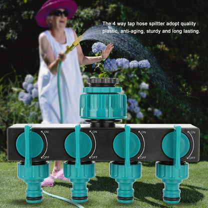 Universal 4-Way Garden Hose Splitter – Adjustable Faucet Distributor for Efficient Irrigation