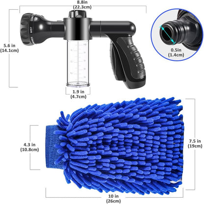 Multifunctional car wash spray gun with microfiber attachment – spray gun for thorough vehicle cleaning