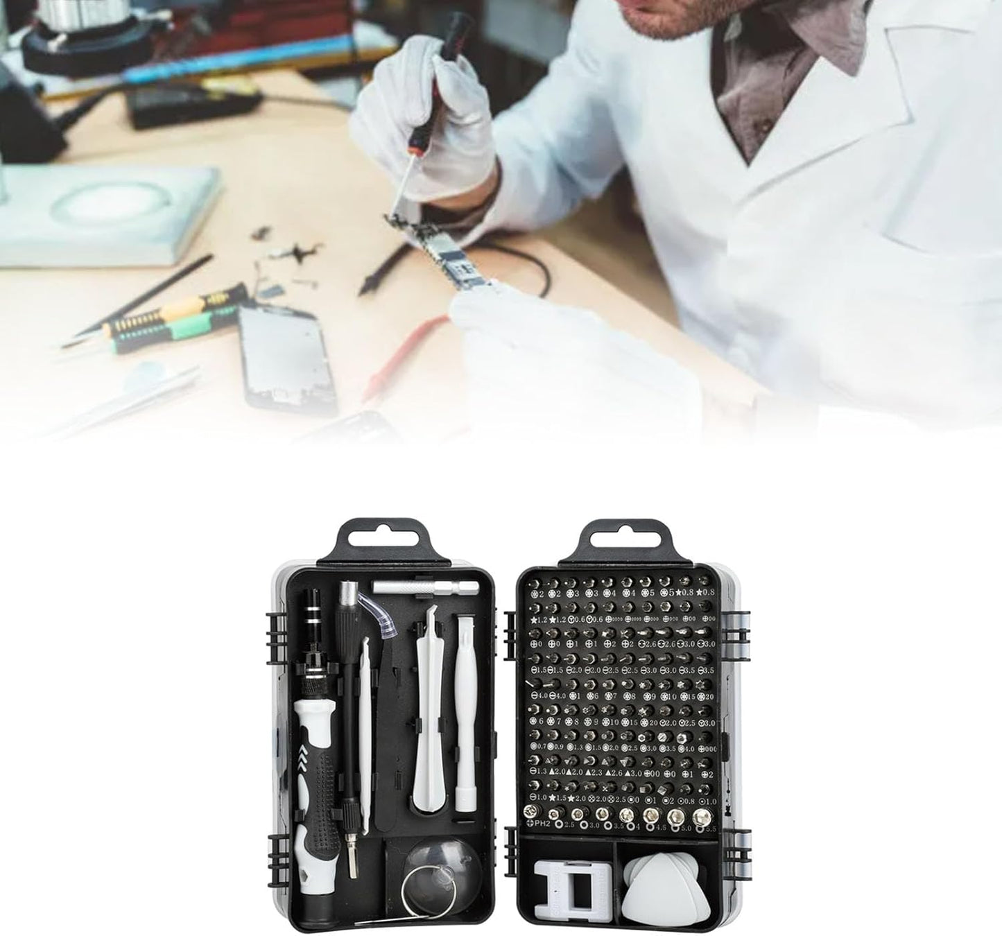 Professional 115-in-1 Tool Kit for Smartphone, Laptop, and PC Repairs