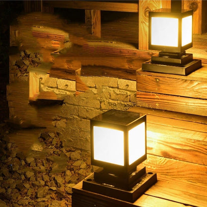 Solar-powered LED garden lamp in square design – modern outdoor lighting for paths and terrace
