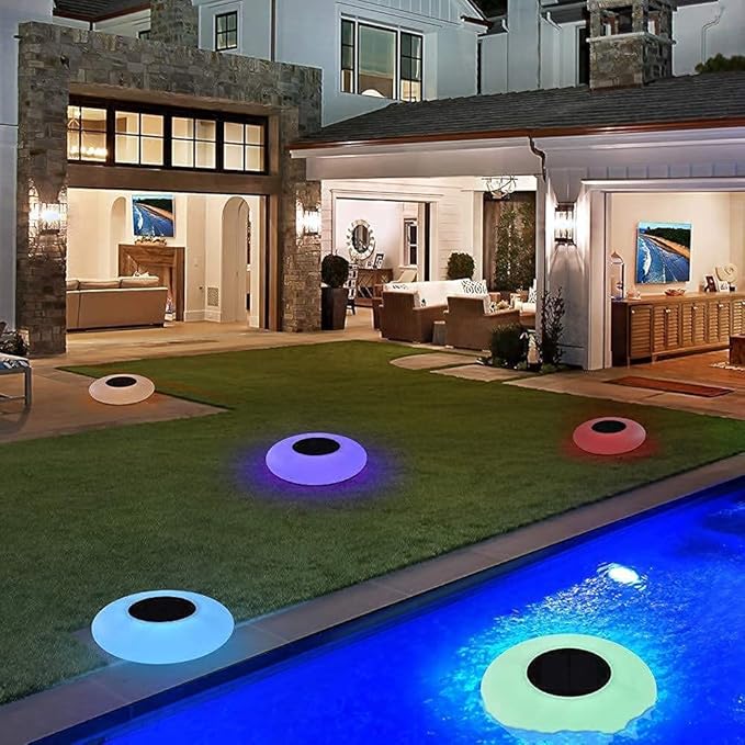 Solar LED Pool Lights in Eye Design – Floating Garden Lights for Outdoor Areas, Terrace, Pool, Color-Changing, Weatherproof
