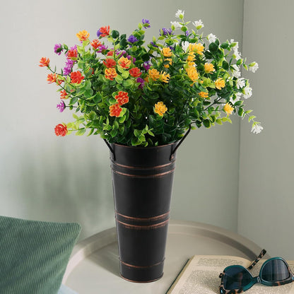 Retro Metal Flower Bucket with Handles – Decorative Flower Pot for Home and Garden