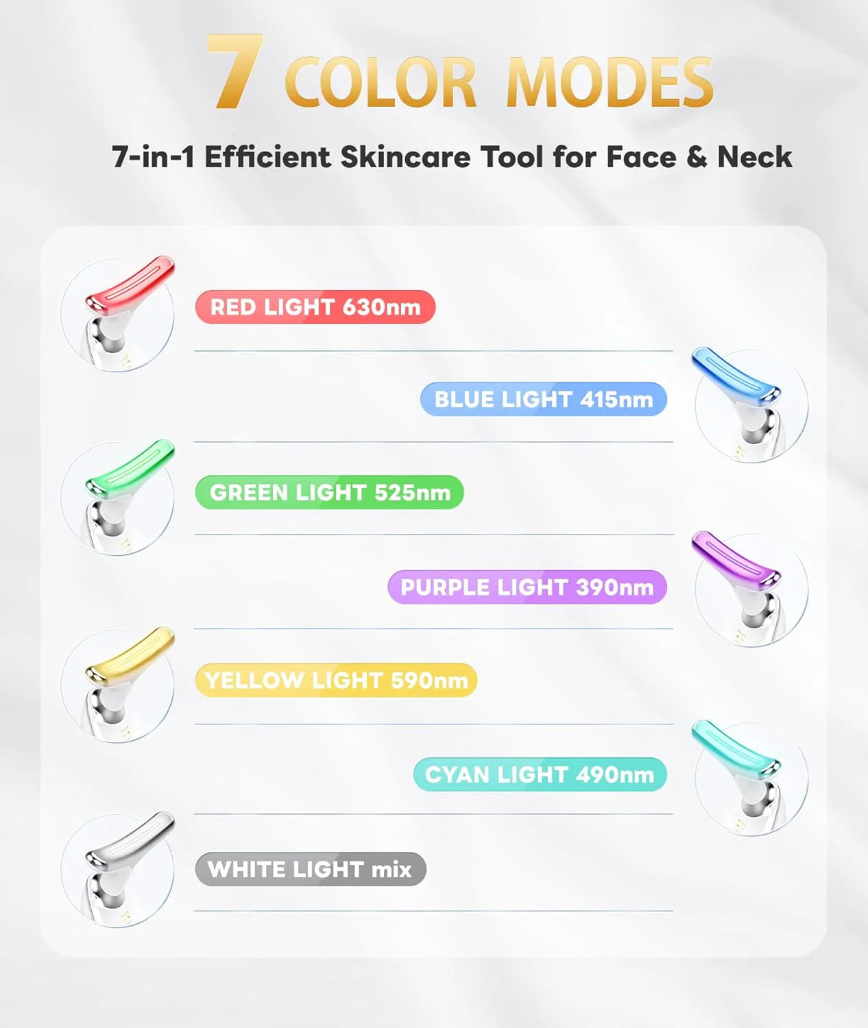 7-Color LED Facial Care Device for Skin Rejuvenation and Anti-Aging